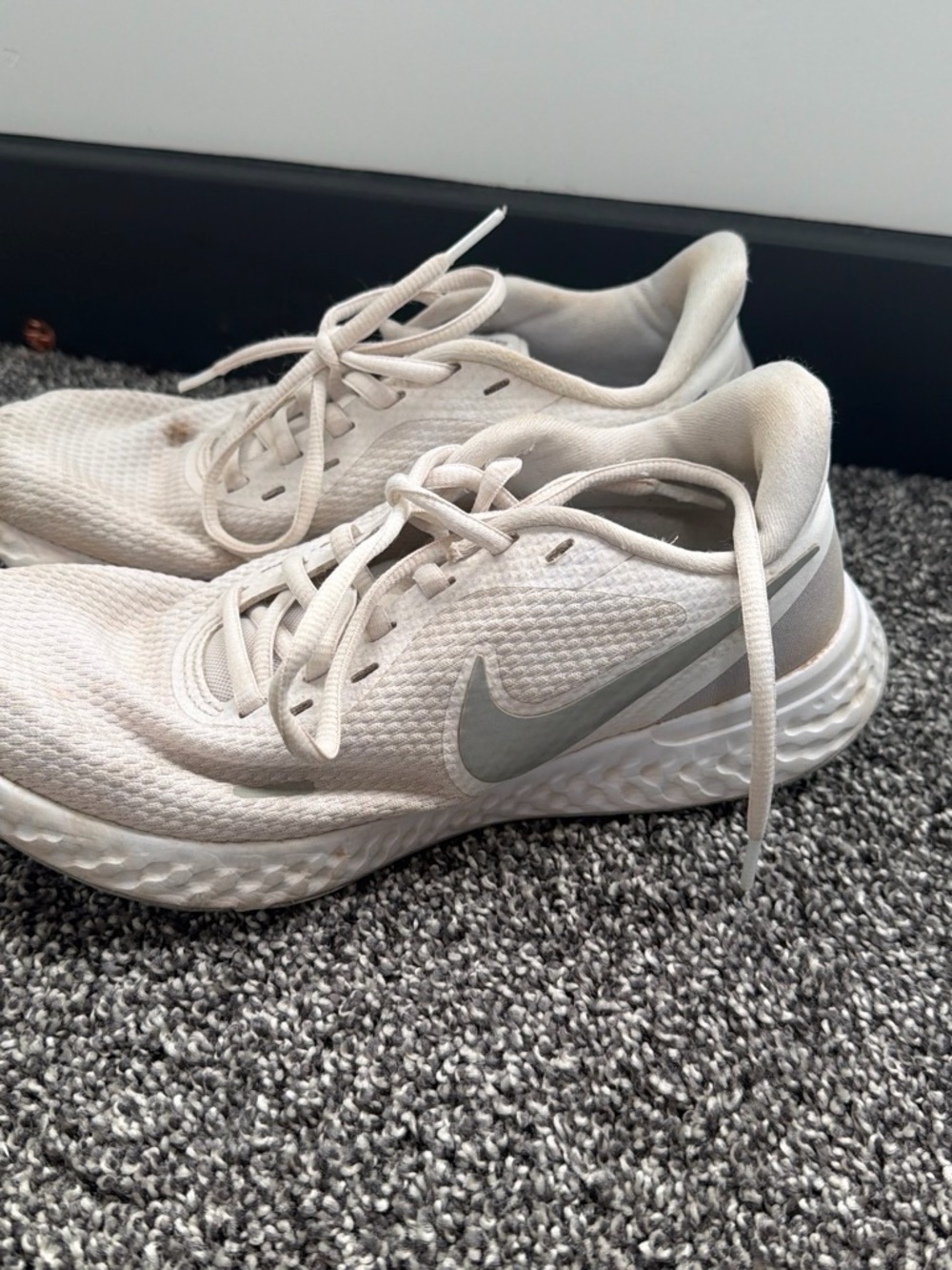 Nike Women's Athletic Sneakers - White with Light Gray Swoosh